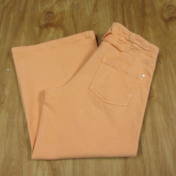 PILCRO ANTHROPOLOGIE The Kit Cropped High-Rise Wide-Leg Jeans Sz 31 Peach Orange - Picture 12 of 16